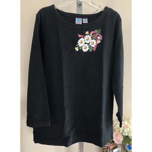 Tunic BlouseMedium Black Log Sleeves WEK WOMAN 100% Cotton two invisible pockets - Picture 2 of 6